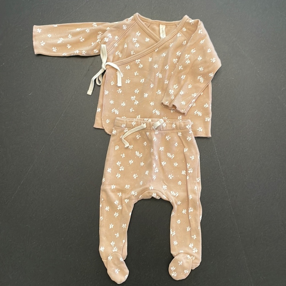 Quincy Mae Tan Floral Kids Matching Set